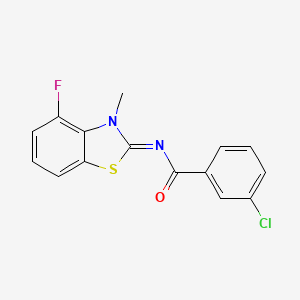 molecular formula C15H10ClFN2OS B2696800 3-氯-N-(4-氟-3-甲基-1,3-苯并噻唑-2-基)苯甲酰胺 CAS No. 868371-02-2