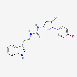 molecular formula C21H21FN4O2 B2696802 1-(2-(1H-indol-3-yl)ethyl)-3-(1-(4-fluorophenyl)-5-oxopyrrolidin-3-yl)urea CAS No. 894018-97-4