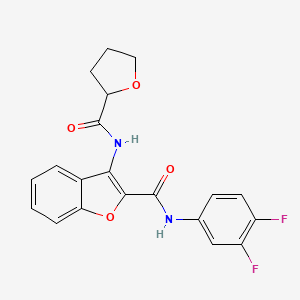 molecular formula C20H16F2N2O4 B2696804 N-(3,4-difluorophenyl)-3-(tetrahydrofuran-2-carboxamido)benzofuran-2-carboxamide CAS No. 888444-42-6