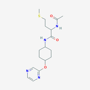 molecular formula C17H26N4O3S B2696806 2-acetamido-4-(methylsulfanyl)-N-[(1r,4r)-4-(pyrazin-2-yloxy)cyclohexyl]butanamide CAS No. 2034194-41-5