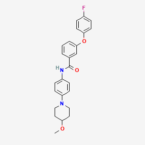 molecular formula C25H25FN2O3 B2696807 3-(4-氟苯氧基)-N-[4-(4-甲氧基哌啶-1-基)苯基]苯甲酰胺 CAS No. 1448133-52-5