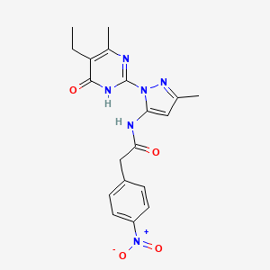 N-(1-(5-Ethyl-4-methyl-6-oxo-1,6-dihydropyrimidin-2-yl)-3-methyl-1H-pyrazol-5-yl)-2-(4-nitrophenyl)acetamide