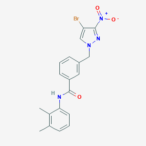 molecular formula C19H17BrN4O3 B269681 3-({4-bromo-3-nitro-1H-pyrazol-1-yl}methyl)-N-(2,3-dimethylphenyl)benzamide 