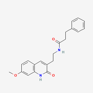 molecular formula C21H22N2O3 B2696820 N-(2-(7-methoxy-2-oxo-1,2-dihydroquinolin-3-yl)ethyl)-3-phenylpropanamide CAS No. 851405-71-5