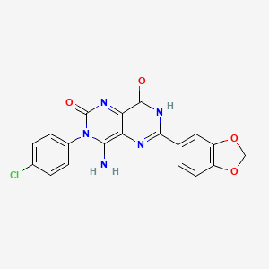 molecular formula C19H12ClN5O4 B2696823 6-苯并[d]1,3-二氧杂环戊烷-5-基-3-(4-氯苯基)-4-亚胺-1,3,7-三氢-5,7-二氮杂喹唑啉-2,8-二酮 CAS No. 379707-99-0