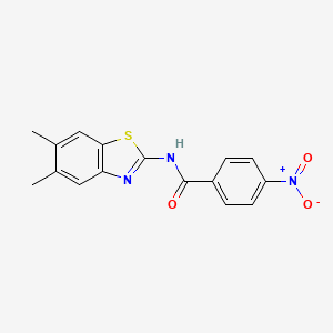 molecular formula C16H13N3O3S B2696824 N-(5,6-二甲基-1,3-苯并噻唑-2-基)-4-硝基苯甲酰胺 CAS No. 898372-05-9