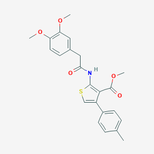 molecular formula C23H23NO5S B269683 Methyl 2-{[(3,4-dimethoxyphenyl)acetyl]amino}-4-(4-methylphenyl)-3-thiophenecarboxylate 