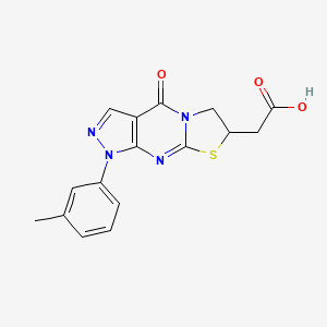 molecular formula C16H14N4O3S B2696831 2-(4-Oxo-1-(m-tolyl)-1,4,6,7-tetrahydropyrazolo[3,4-d]thiazolo[3,2-a]pyrimidin-7-yl)acetic acid CAS No. 2097935-53-8