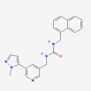 molecular formula C22H21N5O B2696836 1-((5-(1-methyl-1H-pyrazol-5-yl)pyridin-3-yl)methyl)-3-(naphthalen-1-ylmethyl)urea CAS No. 2034385-48-1