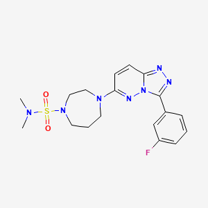 molecular formula C18H22FN7O2S B2696839 4-[3-(3-Fluorophenyl)-[1,2,4]triazolo[4,3-b]pyridazin-6-yl]-N,N-dimethyl-1,4-diazepane-1-sulfonamide CAS No. 2380184-02-9