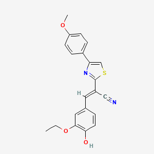 molecular formula C21H18N2O3S B2696853 (2E)-3-(3-ethoxy-4-hydroxyphenyl)-2-[4-(4-methoxyphenyl)-1,3-thiazol-2-yl]prop-2-enenitrile CAS No. 330179-72-1