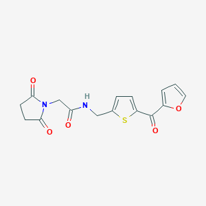 molecular formula C16H14N2O5S B2696856 2-(2,5-dioxopyrrolidin-1-yl)-N-((5-(furan-2-carbonyl)thiophen-2-yl)methyl)acetamide CAS No. 1797546-82-7