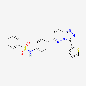 molecular formula C21H15N5O2S2 B2696857 N-(4-(3-(thiophen-2-yl)-[1,2,4]triazolo[4,3-b]pyridazin-6-yl)phenyl)benzenesulfonamide CAS No. 891127-66-5