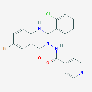 molecular formula C20H14BrClN4O2 B269686 N-(6-bromo-2-(2-chlorophenyl)-4-oxo-1,4-dihydro-3(2H)-quinazolinyl)isonicotinamide 