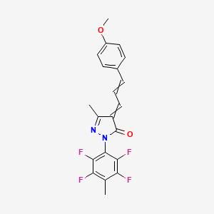 molecular formula C21H16F4N2O2 B2696870 4-(3-(4-Methoxyphenyl)prop-2-enylidene)-3-methyl-1-(2,3,5,6-tetrafluoro-4-methylphenyl)-2-pyrazolin-5-one CAS No. 1025594-46-0