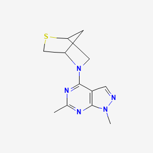 molecular formula C12H15N5S B2696873 5-{1,6-dimethyl-1H-pyrazolo[3,4-d]pyrimidin-4-yl}-2-thia-5-azabicyclo[2.2.1]heptane CAS No. 2097889-94-4