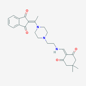 molecular formula C26H31N3O4 B269688 2-[1-[4-[2-[(4,4-dimethyl-2,6-dioxocyclohexylidene)methylamino]ethyl]piperazin-1-yl]ethylidene]indene-1,3-dione 