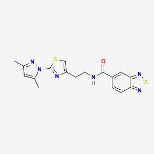 molecular formula C17H16N6OS2 B2696885 N-(2-(2-(3,5-dimethyl-1H-pyrazol-1-yl)thiazol-4-yl)ethyl)benzo[c][1,2,5]thiadiazole-5-carboxamide CAS No. 1421516-26-8