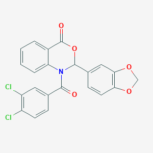 molecular formula C22H13Cl2NO5 B269689 2-(1,3-benzodioxol-5-yl)-1-(3,4-dichlorobenzoyl)-1,2-dihydro-4H-3,1-benzoxazin-4-one 