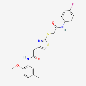 N-(4-fluorophenyl)-2-((4-(2-((2-methoxy-5-methylphenyl)amino)-2-oxoethyl)thiazol-2-yl)thio)acetamide