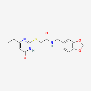 N-(benzo[d][1,3]dioxol-5-ylmethyl)-2-((4-ethyl-6-oxo-1,6-dihydropyrimidin-2-yl)thio)acetamide