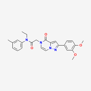 molecular formula C25H26N4O4 B2696909 2-(2-(3,4-dimethoxyphenyl)-4-oxopyrazolo[1,5-a]pyrazin-5(4H)-yl)-N-ethyl-N-(m-tolyl)acetamide CAS No. 941938-95-0
