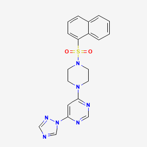 molecular formula C20H19N7O2S B2696917 4-(4-(naphthalen-1-ylsulfonyl)piperazin-1-yl)-6-(1H-1,2,4-triazol-1-yl)pyrimidine CAS No. 1706078-60-5