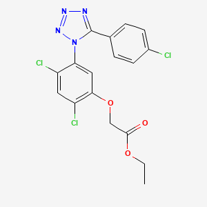 molecular formula C17H13Cl3N4O3 B2696919 Ethyl 2-(2,4-dichloro-5-(5-(4-chlorophenyl)-1H-1,2,3,4-tetraazol-1-yl)phenoxy)acetate CAS No. 338961-65-2