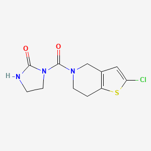 molecular formula C11H12ClN3O2S B2696920 1-(2-Chloro-4,5,6,7-tetrahydrothieno[3,2-c]pyridine-5-carbonyl)imidazolidin-2-one CAS No. 2034224-66-1