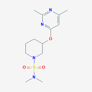 molecular formula C13H22N4O3S B2696928 3-((2,6-二甲基嘧啶-4-基氧基)-N,N-二甲基哌嗪-1-磺酰胺 CAS No. 2034473-04-4