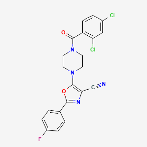 molecular formula C21H15Cl2FN4O2 B2696932 5-(4-(2,4-Dichlorobenzoyl)piperazin-1-yl)-2-(4-fluorophenyl)oxazole-4-carbonitrile CAS No. 946277-76-5