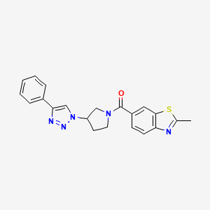 molecular formula C21H19N5OS B2696936 (2-methylbenzo[d]thiazol-6-yl)(3-(4-phenyl-1H-1,2,3-triazol-1-yl)pyrrolidin-1-yl)methanone CAS No. 2034354-43-1