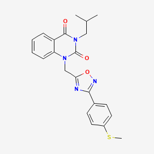 molecular formula C22H22N4O3S B2696937 3-isobutyl-1-((3-(4-(methylthio)phenyl)-1,2,4-oxadiazol-5-yl)methyl)quinazoline-2,4(1H,3H)-dione CAS No. 1251679-45-4