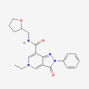 molecular formula C20H22N4O3 B2696943 5-ethyl-3-oxo-2-phenyl-N-((tetrahydrofuran-2-yl)methyl)-3,5-dihydro-2H-pyrazolo[4,3-c]pyridine-7-carboxamide CAS No. 921833-29-6