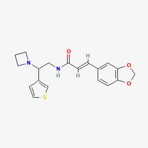 molecular formula C19H20N2O3S B2696946 (E)-N-(2-(氮杂环丙烷-1-基)-2-(噻吩-3-基)乙基)-3-(苯并[d][1,3]二噁嗪-5-基)丙烯酰胺 CAS No. 2035001-31-9