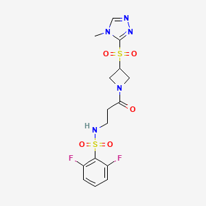 2,6-difluoro-N-(3-(3-((4-methyl-4H-1,2,4-triazol-3-yl)sulfonyl)azetidin-1-yl)-3-oxopropyl)benzenesulfonamide