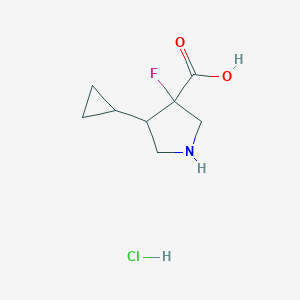 molecular formula C8H13ClFNO2 B2696962 4-环丙基-3-氟吡咯啉-3-羧酸；盐酸盐 CAS No. 2402839-03-4