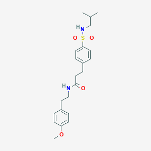 molecular formula C22H30N2O4S B269697 3-{4-[(isobutylamino)sulfonyl]phenyl}-N-[2-(4-methoxyphenyl)ethyl]propanamide 