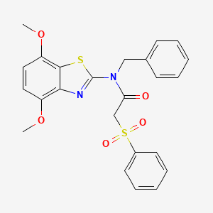 molecular formula C24H22N2O5S2 B2696970 N-苄基-N-(4,7-二甲氧基苯并噻唑-2-基)-2-(苯基磺酰)乙酰胺 CAS No. 899964-00-2