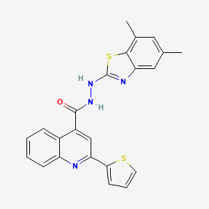 molecular formula C23H18N4OS2 B2696971 N'-(5,7-二甲基苯并噻唑-2-基)-2-(噻吩-2-基)喹啉-4-甲酰肼 CAS No. 851987-58-1