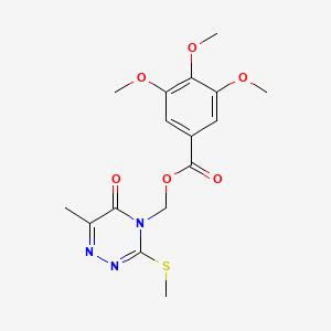 molecular formula C16H19N3O6S B2696976 (6-Methyl-3-methylsulfanyl-5-oxo-1,2,4-triazin-4-yl)methyl 3,4,5-trimethoxybenzoate CAS No. 877642-72-3