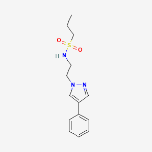 molecular formula C14H19N3O2S B2696990 N-(2-(4-phenyl-1H-pyrazol-1-yl)ethyl)propane-1-sulfonamide CAS No. 2034326-63-9