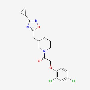 molecular formula C19H21Cl2N3O3 B2696994 1-(3-((3-Cyclopropyl-1,2,4-oxadiazol-5-yl)methyl)piperidin-1-yl)-2-(2,4-dichlorophenoxy)ethanone CAS No. 1705127-34-9