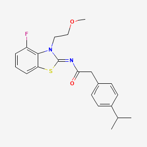 molecular formula C21H23FN2O2S B2696997 (Z)-N-(4-fluoro-3-(2-methoxyethyl)benzo[d]thiazol-2(3H)-ylidene)-2-(4-isopropylphenyl)acetamide CAS No. 1007038-99-4