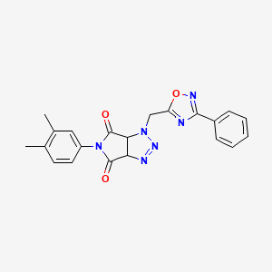 molecular formula C21H18N6O3 B2697004 5-(3,4-dimethylphenyl)-1-((3-phenyl-1,2,4-oxadiazol-5-yl)methyl)-1,6a-dihydropyrrolo[3,4-d][1,2,3]triazole-4,6(3aH,5H)-dione CAS No. 1251705-96-0