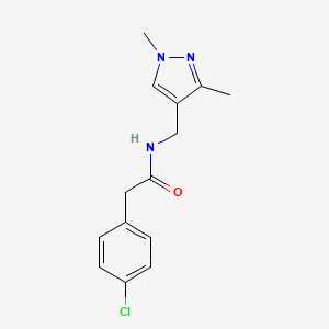 2-(4-chlorophenyl)-N-((1,3-dimethyl-1H-pyrazol-4-yl)methyl)acetamide