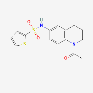 molecular formula C16H18N2O3S2 B2697008 N-(1-propionyl-1,2,3,4-tetrahydroquinolin-6-yl)thiophene-2-sulfonamide CAS No. 954000-60-3