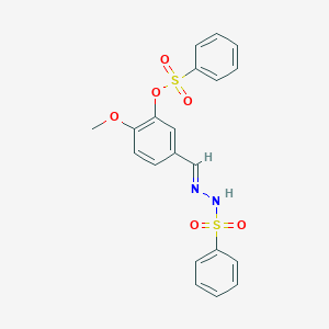 molecular formula C20H18N2O6S2 B269701 2-methoxy-5-{(E)-[2-(phenylsulfonyl)hydrazinylidene]methyl}phenyl benzenesulfonate 