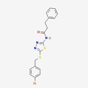 N-(5-((4-bromobenzyl)thio)-1,3,4-thiadiazol-2-yl)-3-phenylpropanamide