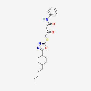 3-oxo-4-{[5-(4-pentylcyclohexyl)-1,3,4-oxadiazol-2-yl]sulfanyl}-N-phenylbutanamide